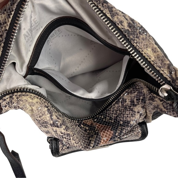 Aimee Kestenberg Purse Zoe Satchel Shoulder Bag Quilted Snakeskin Black Brown - Picture 12 of 15